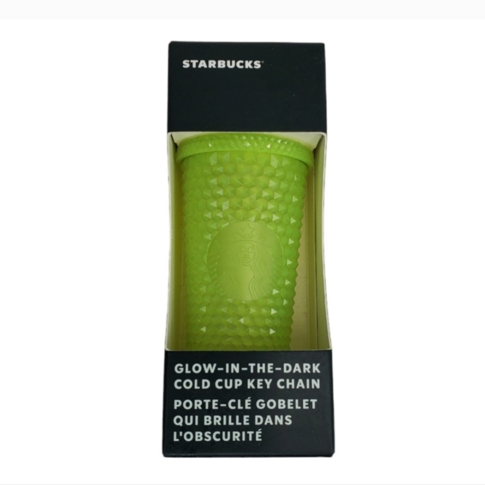 NWT Starbucks Mini Bling Studded Glow In Dark Green Cold Cup Ornament Keychain
